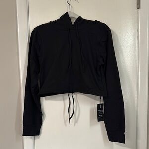 NVGTN Black Long Sleeve Tie Front Crop Sweatshirt